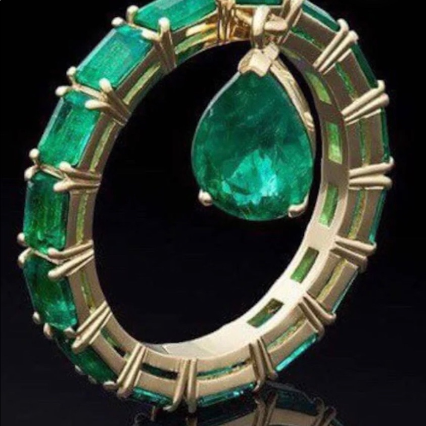 Emerald Igold Vermeil Ring Sz 7